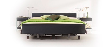 Swissflex LOunge antraciet wenge noten mdf hoofdbord en voetbord bridge lattenbodem glazen nachttafel